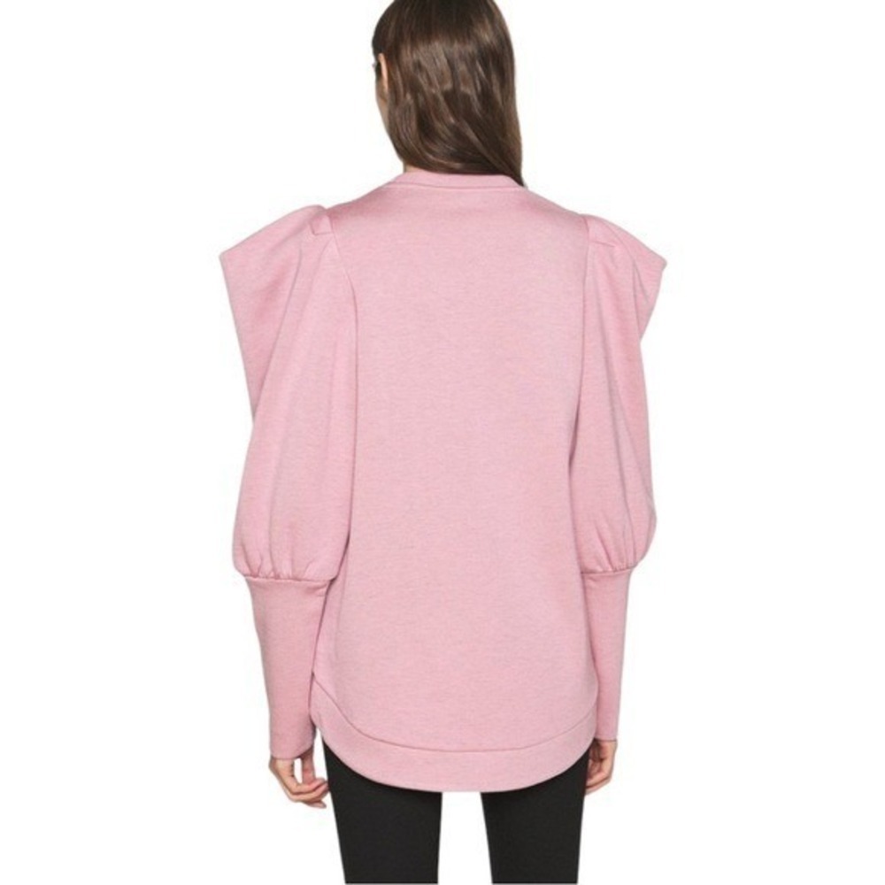 TED BAKER LONDON Womens Sz 5 (US 12) Puff Sleeve Sweatshirt Pink Heathered - Picture 6 of 14